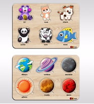 BK Toys Çocuklar İçin 2’li Ahşap Figürlü Eğitici-Öğretici Yapboz Puzzle-7