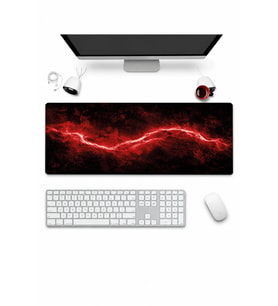 SonicTouch Klavye Mousepad 32x70cm Dikişsiz Pürüzsüz Sıvı Geçirmez Kaymaz Taban Kızıl Akım