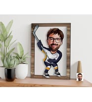 BK Gift Kişiye Özel Hokey Oyuncusu Karikatürlü 3D Ahşap Tablo, Sevgiliye Hediye, Arkadaşa Hediye, Yıl Dönümü Hediyesi, Doğum Günü Hediyesi-3