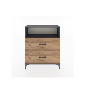 Arges Şifonyer Tek Raflı 2 Çekmeceli 88x30x106 Antrasit-Çam