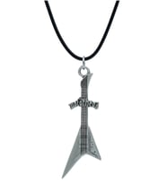 Motorhead Elektro Gitar Deri ip Kolye - Gümüş Kaplama - Kadın Erkek Kolye - No:1039