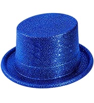 Mavi Simli Glitter Silindir Parti Şapkası