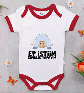 BK Kids Ep İstiim Zıpırlık Tasarımlı Kırmızı Bebek Body Zıbın-1