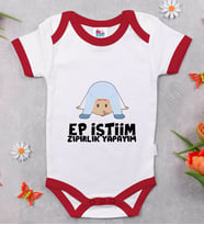 BK Kids Ep İstiim Zıpırlık Tasarımlı Kırmızı Bebek Body Zıbın-1