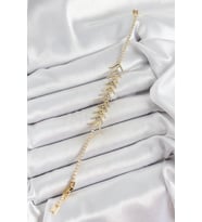 Pirinç Gold Renk Zirkon Taşlı Balık Sırtı Kadın Bileklik 5886 - HPSBYI4280-6043