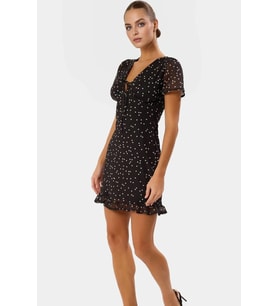 Kadın Mini Tül Elbise Puantiyeli Desen Kısa Kollu Yazlık Bodycon Yaz Aylarının Vazgeçilmezi