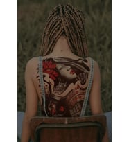 Caş Dekorasyon Kadın ve Kurukafa Modelli Geçici Sırt Dövme Tattoo