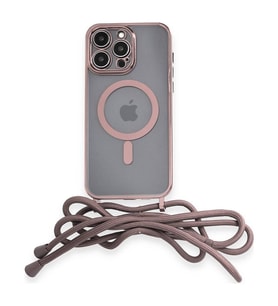 Apple İphone 12 Pro Max Kılıf Divo Lazer Askılı Magsafe Kapak - Pembe