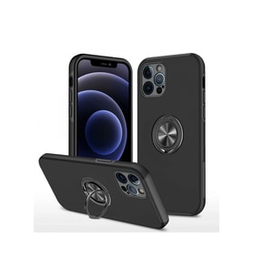 Durukar® iPhone 12 Pro Max Kılıf Elit Yüzüklü Kapak - Siyah