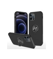 Durukar® iPhone 12 Pro Max Kılıf Elit Yüzüklü Kapak - Siyah