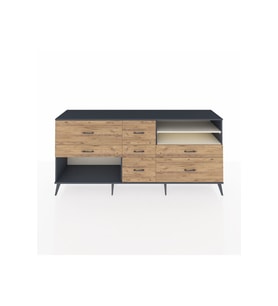 Hyperion Konsol 2 Raflı 7 Çekmeceli  220x44x99 Antrasit-Aytaşı/Çam