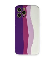 Apple İphone 12 Pro Max Kılıf Ebruli Lansman Silikon - Mor-beyaz