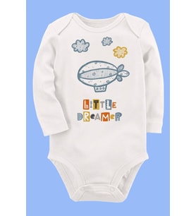 Organik Baskılı Pamuklu Unisex Bebek Body UZUNE165
