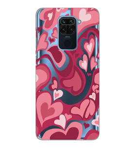 Xiaomi Redmi Note 9 Uyumlu Kalp Desenli Şeffaf Telefon Kılıfı