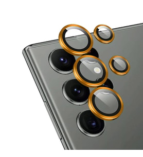 Galaxy S24 Ultra CL-12 Premium Safir Parmak İzi Bırakmayan Anti-Reflective Kamera Lens Koruyucu (Turuncu)