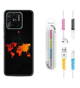 Xiaomi Redmi Note 7 8 9 Pro 10 2022 10 Pro 10S Kılıf Kablo Koruma Spiral Silikon İz Bırakan Uçak 1778
