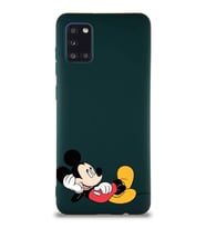 Samsung Galaxy A31 Soft Premier Kapak Mickey Mouse-F Tasarımlı Silikon Kılıf - Yeşil (Şeffaf)