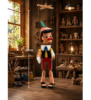 Ahşap İpli Pinokyo Kukla El Yapımı Dekoratif Hareketli Marionette Koleksiyonluk Hediyelik Oyuncak 40cm