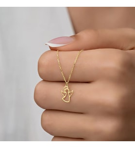 Kişiye Özel 925 Ayar Gümüş Minimal Melek Figürü Kolye (Gold)