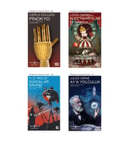 Pinokyo + Alice Harikalar Diyarında + Ay'a Yolculuk + Dünyalar Savaşı- 4 Kitap Set