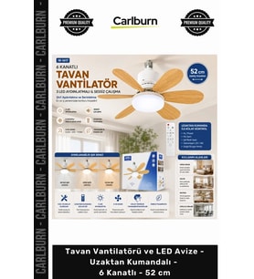 Özel Üretim Modern Şık Sessiz Tavan Vantilatörü LED Avize Uzaktan Kumandalı 6 Kanatlı 52 cm