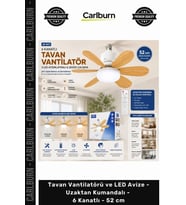 Özel Üretim Modern Şık Sessiz Tavan Vantilatörü LED Avize Uzaktan Kumandalı 6 Kanatlı 52 cm