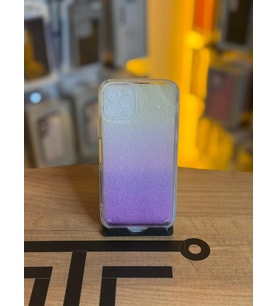iPhone 11 Pro Uyumlu Parıltılı Desenli Renkli Şeffaf Silikon Kılıf (Pembe - Sarı)