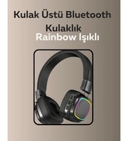 Bluetooth 5.3 Rainbow Işıklı Kulak Üstü Kablosuz Kulaklık