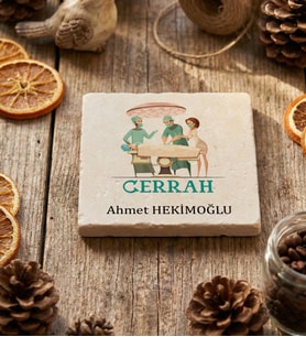Kişiye Özel Cerrah Bardak Altlığı Tıp Bayramı Hediyesi (Krem)