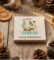 Kişiye Özel Cerrah Bardak Altlığı Tıp Bayramı Hediyesi (Krem)