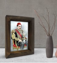 BK Gift Sultan II Abdülhamid Han Tasarımlı Dekoratif Doğal Masif Ahşap Çerçeve 15x20cm-6 (Beyaz)