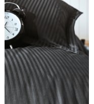 Çift Kişilik Saten Nev Takımı Elegante Stripe Siyah