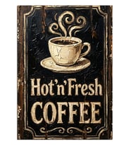 Hot N Fresh Coffee Tabelası Dekoratif Kanvas - Mdf Ahşap Tablo