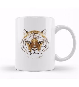 Geometric Animal Tiger Kupa Bardak Porselen