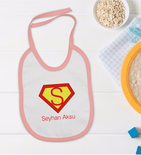 BK Kids Kişiye Özel Pembe Bebek Mama Önlüğü - Model 174