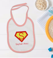 BK Kids Kişiye Özel Pembe Bebek Mama Önlüğü - Model 174