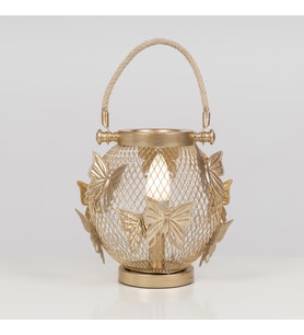 Butterfly Kafes Metal Masa Lambası (Eskitme Altın)