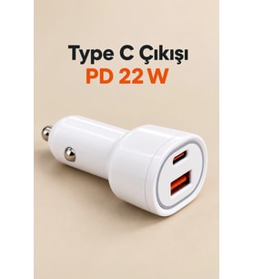 Mey İthalat® PD 22W Type C Çıkışlı Araç Şarj Cihazı