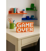 Retro Game Over Kabartmalı Dekoratif Obje - Turuncu Masaüstü ve Duvar Süsü Hediye