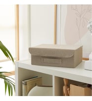 Ocean Home Textile Çekmece İçi Bej Renk Dokulu Kumaş Kapaklı Kutu 30 x 23 x 11 cm
