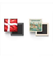Buzdolap Magnetleri - Danimarka Bayrağı ve Paper Cut Tema - 2'li Set Magneti