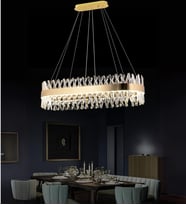 Roxy Taşlı Yemek Masası Avize Led Avize Kristal Taş Salon  Avize (Gold)