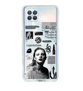 Oppo Reno 4 Lite Uyumlu Taylor Swift Desenli Şeffaf Telefon Kılıfı