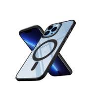 Apple iPhone 12 Pro Max Uyumlu Kılıf Wireless Şarj Özellikli Zore Krom M-safe Silikon Kapak (Siyah)