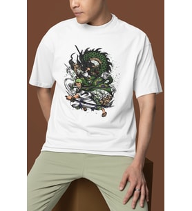 Tasarım Roronoa Zoro Baskılı Unisex Oversize One Piece Anime Karakter Tişört