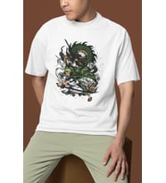 Tasarım Roronoa Zoro Baskılı Unisex Oversize One Piece Anime Karakter Tişört