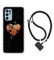 Oppo Reno 6 Kılıf Silikon Boyun Askılı İpli Desenli Silikon Plane Heart 1721
