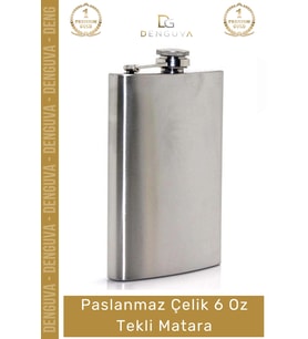 #Matara Paslanmaz Çelik Yerli Üretim Dayanıklı Konyak Viski 6 Oz Tekli İçecek Matara Şişesi