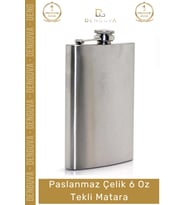 #Matara Paslanmaz Çelik Yerli Üretim Dayanıklı Konyak Viski 6 Oz Tekli İçecek Matara Şişesi