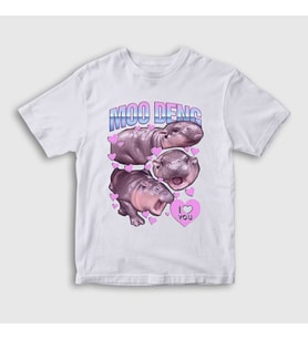 Presmono Unisex Çocuk Beyaz Moo Deng Hipopotam Hippopotamus T-Shirt 503751tt